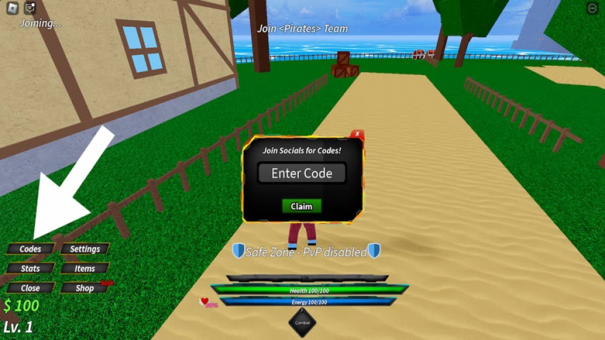 Skärmdump av fliken Blox Fruits But Very Good Codes.