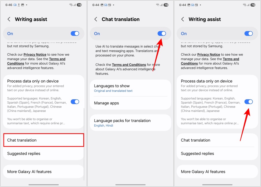 Aktivera chattöversättning för skrivhjälp