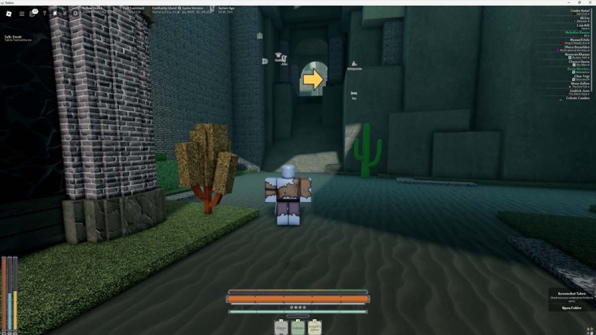 Roblox Deepwoken -karaktär som går in i Fort Merit