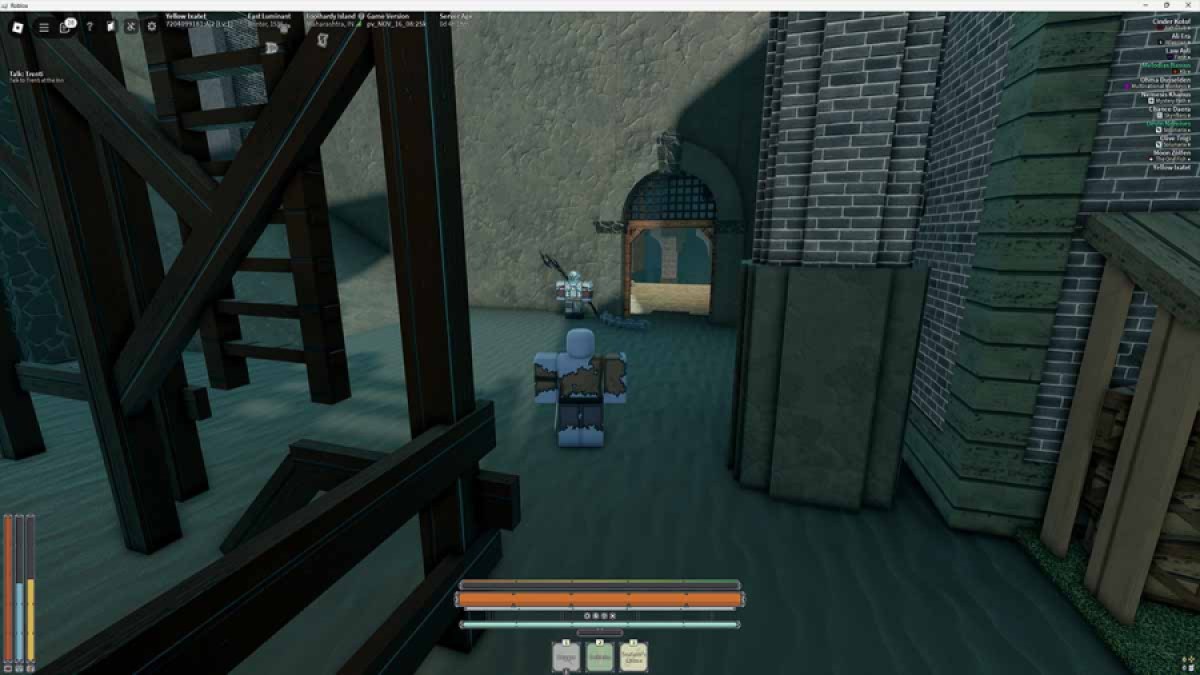 Roblox Deepwoken -karaktär som går in i Fort Merit Prison