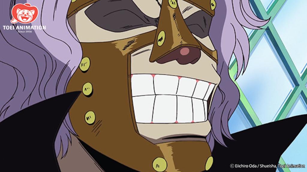 Spandam irriterad i ett stycke anime