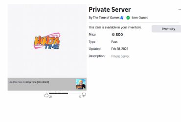 Februari 2025 Roblox Ninja Time Private Server-koder-lista