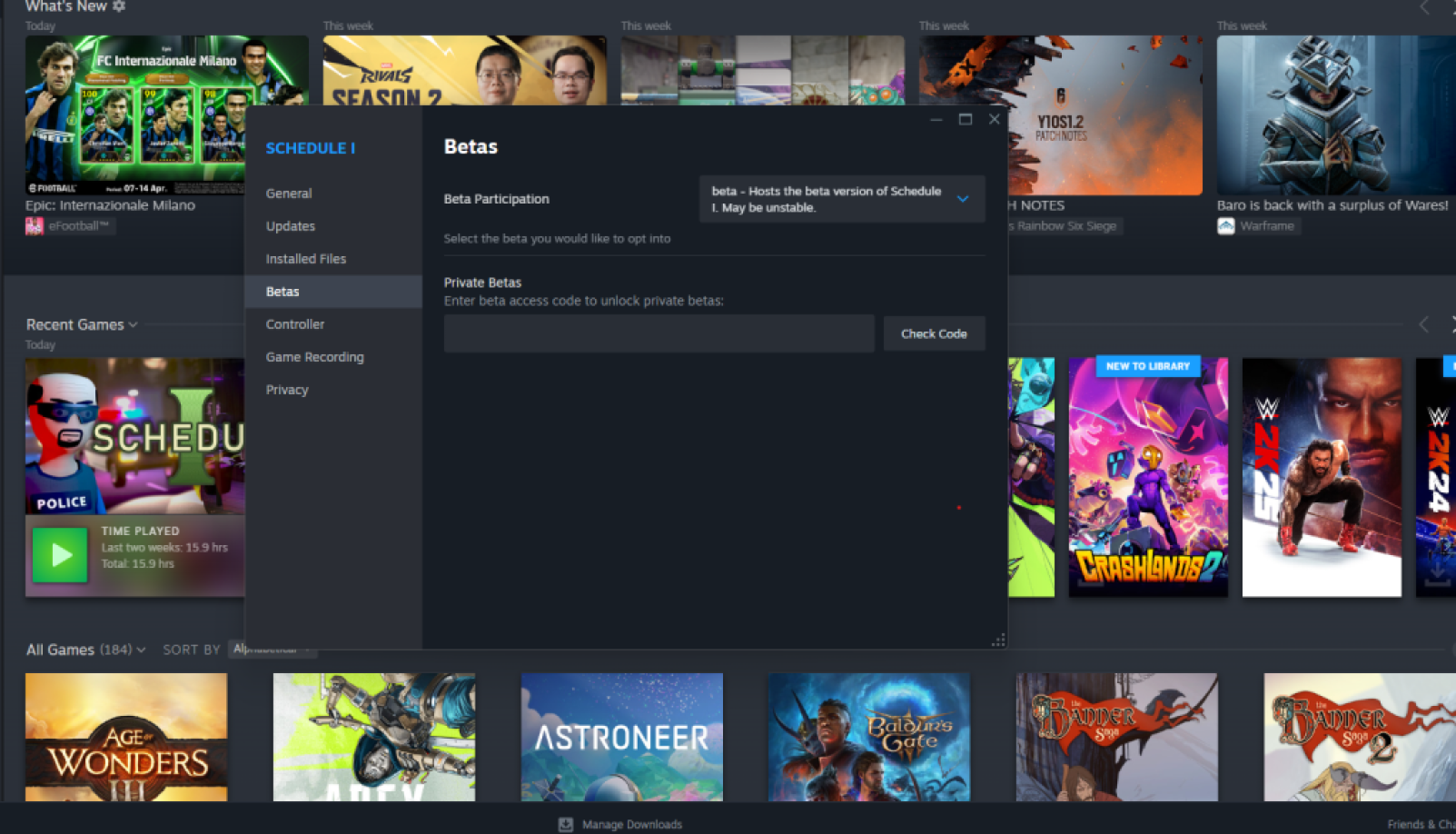 Schedule 1 beta version