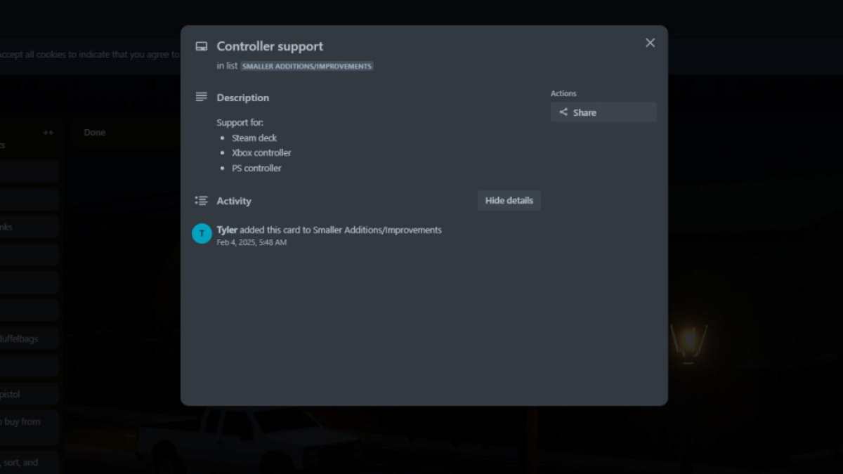 Schedule 1 controller support Trello card