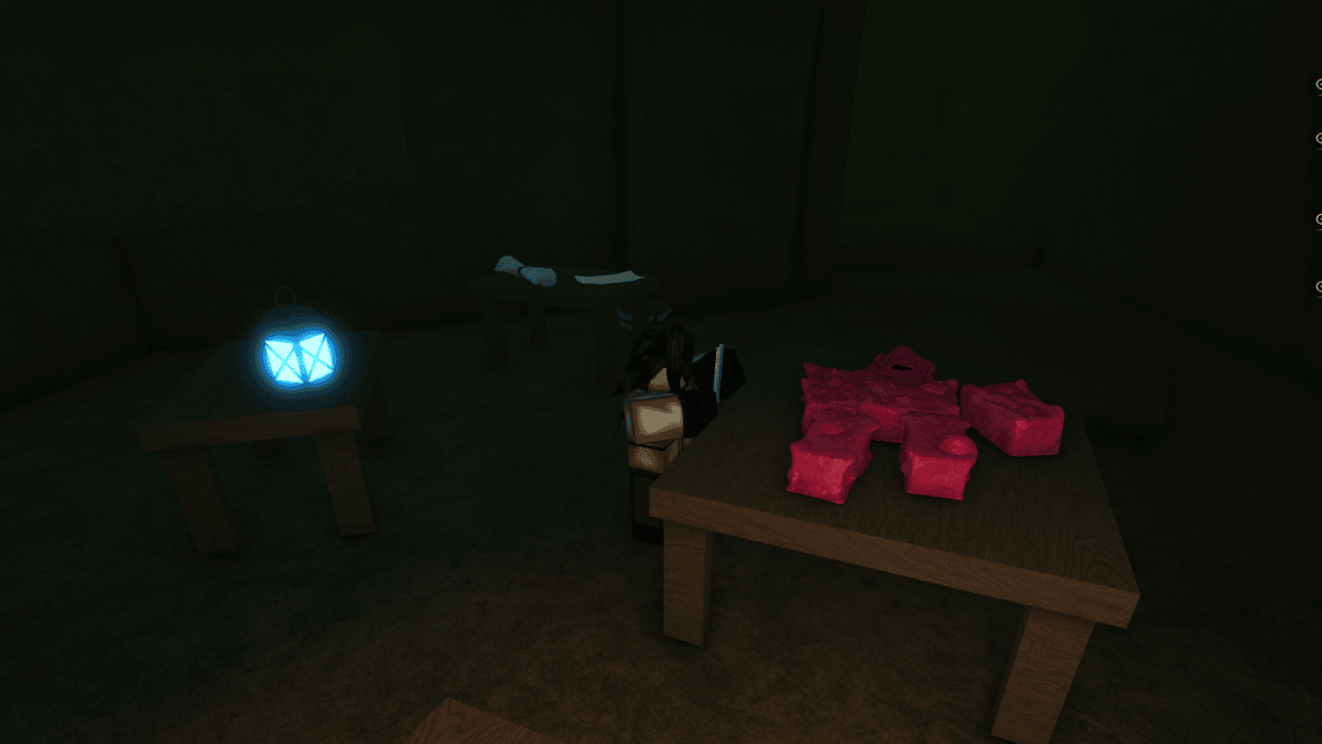 Kenny inne i Ljusgrottan nära Zenin-bostaden i Heian Roblox-upplevelsen