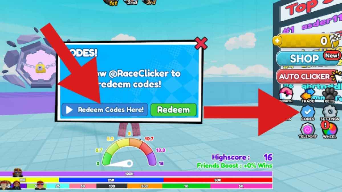 Hur man löser in koder i Race Clicker