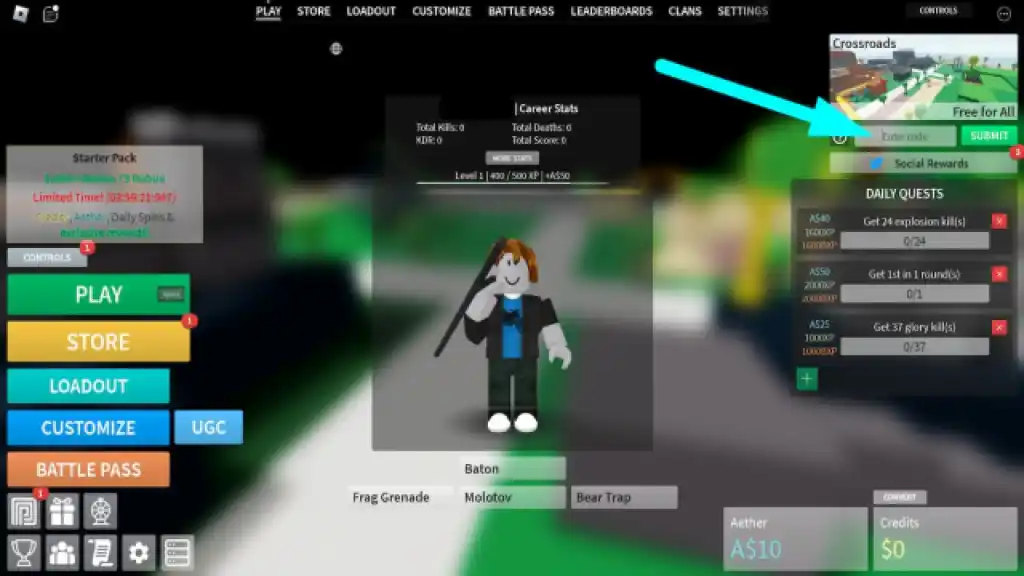 Hur man löser in koder i Combat Warriors