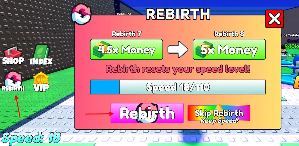 Rebirth in Escape Tsunami for Brainrots