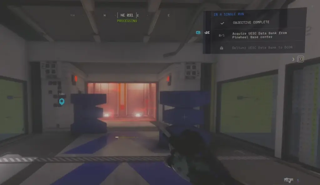 Locked elevator that leads to the Pinwheel Base UESC Data Bank