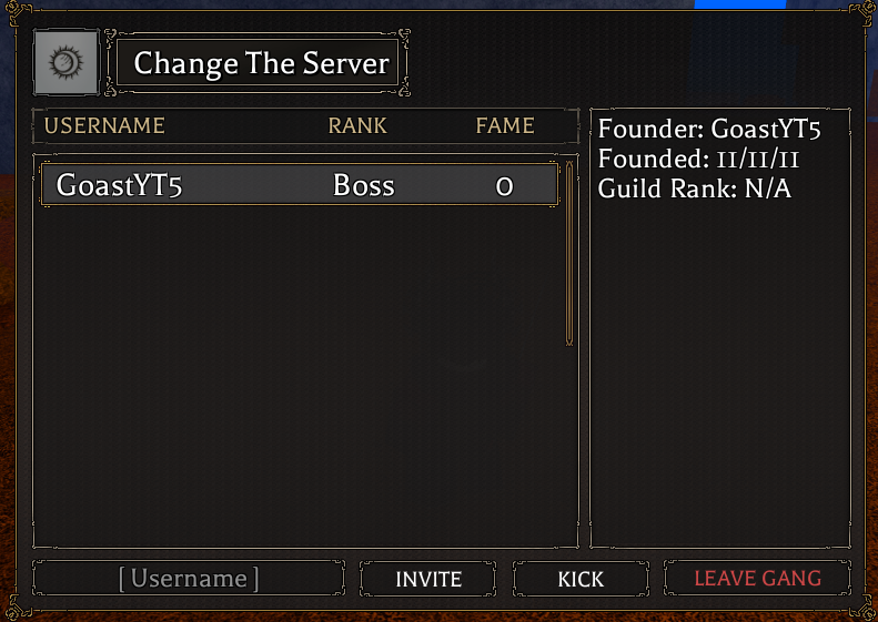 Hur man bjuder in spelare till ett gäng genom gänghanteringsmenyn i Bizarre Lineage Roblox-upplevelse.
