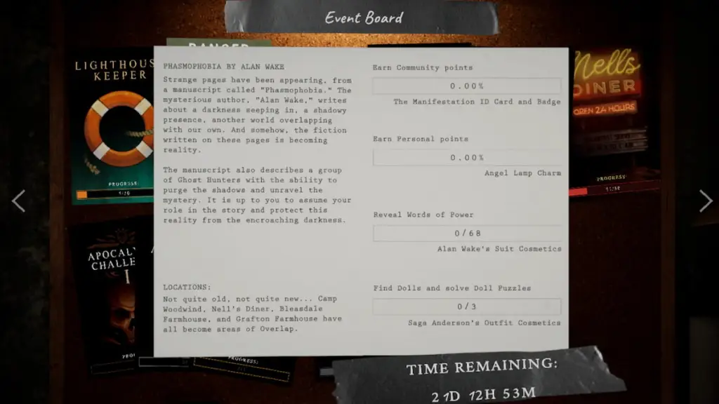 Alan wake phasmophobia event page